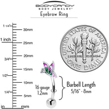 Load image into Gallery viewer, 16G 5/16 Profile Butterfly Curved Eyebrow Ring
