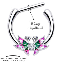 Load image into Gallery viewer, 16G 5/16 Clear CZ Gem Profile Butterflies Cartilage Clicker
