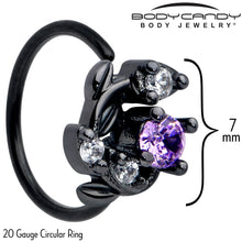 Load image into Gallery viewer, 20G 5/16 Purple Gem Black Twining Vine Nose Hoop
