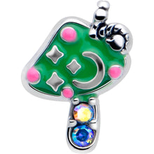 Load image into Gallery viewer, 16G 1/4 Aurora Gem Fanciful Green Mushroom Cartilage Tragus Earring

