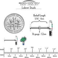 Load image into Gallery viewer, 16G 5/16 Aurora Gem Fanciful Green Mushroom Labret Monroe Tragus
