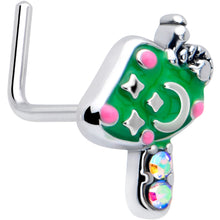 Load image into Gallery viewer, 20G 7mm Aurora Gem Fanciful Green Mushroom L Shape Nose Ring
