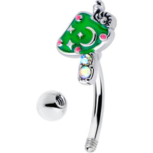 Load image into Gallery viewer, 16G 5/16 Aurora Gem Fanciful Green Mushroom Curved Eyebrow Ring
