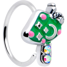 Load image into Gallery viewer, 20G 5/16 Aurora Gem Fanciful Green Mushroom Nose Hoop
