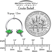 Load image into Gallery viewer, 16G 3/8 Fanciful Green Mushrooms Horseshoe Circular Barbell

