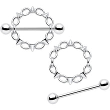 Load image into Gallery viewer, 14G 9/16 Links And Spikes Nipple Shield Set
