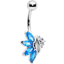 Load image into Gallery viewer, Blue CZ Gem Swirl Fan Belly Ring
