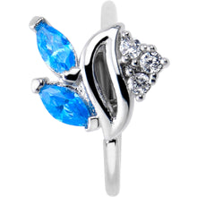 Load image into Gallery viewer, 20G 5/16 Blue CZ Gem Swirl Fan Nose Hoop
