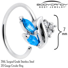 Load image into Gallery viewer, 20G 5/16 Blue CZ Gem Swirl Fan Nose Hoop
