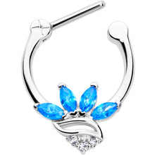 Load image into Gallery viewer, 16G 5/16 Blue CZ Gem Swirl Fan Cartilage Clicker
