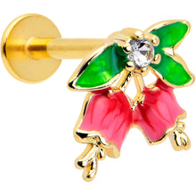 Load image into Gallery viewer, 16G 5/16 Clear CZ Gem Gold Tone Bell Flower Labret Monroe Tragus
