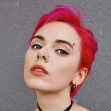 Load image into Gallery viewer, 16G 5/16 Blue Gem Gold Tone Butterfly Colors Curved Eyebrow Ring
