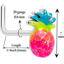 Load image into Gallery viewer, 20G 7mm Hot Tropical Pineapple L Shape Nose Ring

