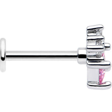 Load image into Gallery viewer, 16G 5/16 Pink Clear CZ Gem Rhombus Riot Labret Monroe Tragus
