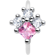 Load image into Gallery viewer, 20G 5/16 Clear Pink CZ Gem Rhombus Riot Nose Hoop
