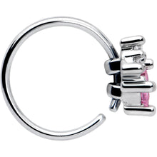 Load image into Gallery viewer, 20G 5/16 Clear Pink CZ Gem Rhombus Riot Nose Hoop
