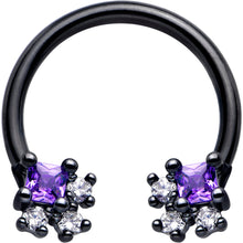 Load image into Gallery viewer, 16G 3/8 Purple CZ Gem Black Rhombus Riot Horseshoe Circular Barbell

