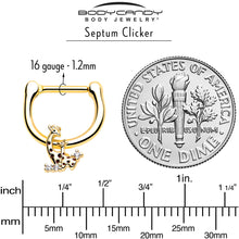 Load image into Gallery viewer, 16G 5/16 Clear CZ Gem Gold Tone Mom Baby Giraffe Cartilage Clicker
