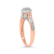 Load image into Gallery viewer, 14K Rose Gold Plated Sterling Silver 1/6 Cttw Diamond Knot Cluster Ring
