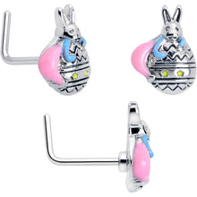 Load image into Gallery viewer, 20G 7mm Easter Egg Bunny L Shape Nose Ring Set of 3
