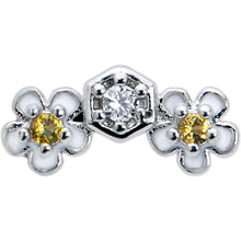 Load image into Gallery viewer, 16G 5/16 Yellow CZ Gem Honeycomb Flower Labret Monroe Tragus
