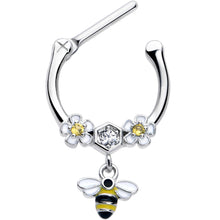 Load image into Gallery viewer, 16G 5/16 Yellow CZ Gem Flower Bee Dangle Cartilage Clicker
