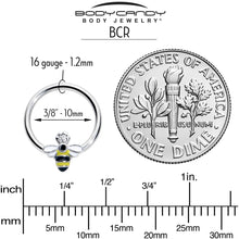 Load image into Gallery viewer, 16G 3/8 Clear CZ Gem Bee Sweet BCR Captive Ring
