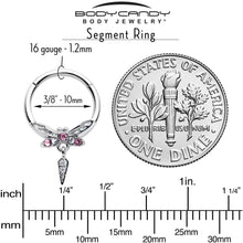 Load image into Gallery viewer, 16G 3/8 Pink Gem Swank Dragonfly Dangle Hinged Segment Ring
