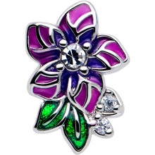 Load image into Gallery viewer, 20G 7mm Clear CZ Gem Flower Purple L Shape Nose Ring
