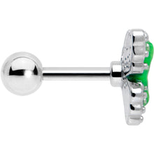 Load image into Gallery viewer, 16G 1/4 Butterfly Green Splash Cartilage Tragus Earring
