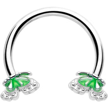 Load image into Gallery viewer, 16G 3/8 Butterfly Green Splash Horseshoe Circular Barbell
