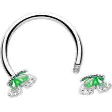 Load image into Gallery viewer, 16G 3/8 Butterfly Green Splash Horseshoe Circular Barbell
