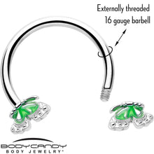 Load image into Gallery viewer, 16G 3/8 Butterfly Green Splash Horseshoe Circular Barbell
