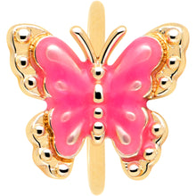 Load image into Gallery viewer, 20G 5/16 Gold Tone Butterfly Pink Splash Nose Hoop
