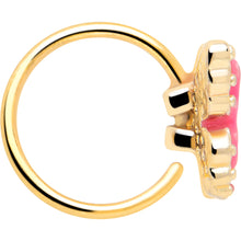 Load image into Gallery viewer, 20G 5/16 Gold Tone Butterfly Pink Splash Nose Hoop
