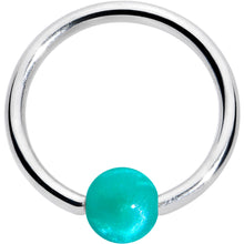 Load image into Gallery viewer, 16G 3/8 Simple Opaque Teal Green Ball BCR Captive Bead Ring
