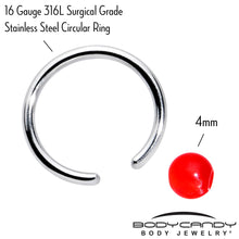 Load image into Gallery viewer, 16G 3/8 Simple Opaque Bright Red Ball BCR Captive Bead Ring
