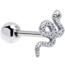 Load image into Gallery viewer, Coiled Serpent Snake Barbell Tongue Ring
