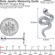 Load image into Gallery viewer, Coiled Serpent Snake Barbell Tongue Ring
