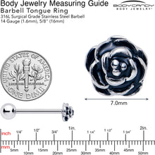 Load image into Gallery viewer, Retro Flower Rose Barbell Tongue Ring
