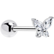 Load image into Gallery viewer, Clear CZ Gem Open Wing Butterfly Barbell Tongue Ring
