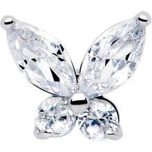 Load image into Gallery viewer, Clear CZ Gem Open Wing Butterfly Barbell Tongue Ring

