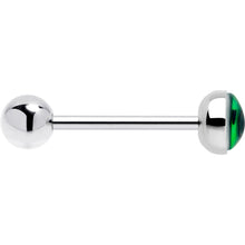 Load image into Gallery viewer, Kitty Green Eye UV Reactive Barbell Tongue Ring
