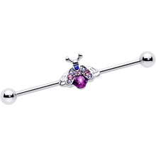 Load image into Gallery viewer, 14G Pink Blue Gem Beautiful Insect Industrial Barbell 38mm
