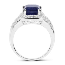 Load image into Gallery viewer, 4.80 Carat Glass Filled Sapphire and White Topaz .925 Sterling Silver Ring
