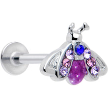 Load image into Gallery viewer, 16G 5/16 Pink Blue Gem Beautiful Insect Labret Monroe Tragus
