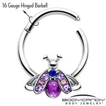 Load image into Gallery viewer, 16G 3/8 Pink Blue Gem Beautiful Insect Hinged Segment Ring
