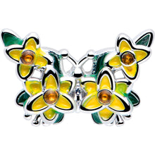 Load image into Gallery viewer, 16G 5/16 Yellow CZ Gem Blooming Butterfly Labret Monroe Tragus
