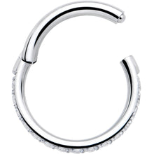 Load image into Gallery viewer, 16G Clear Cubic Zirconia Forward Facing Hinged Segment Ring
