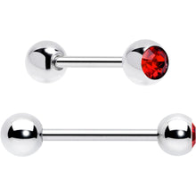 Load image into Gallery viewer, Red CZ Gem Flower Sandblasted Barbell Tongue Ring Set of 4

